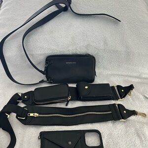 Bandolier Black Crossbody Phone Case with Strap